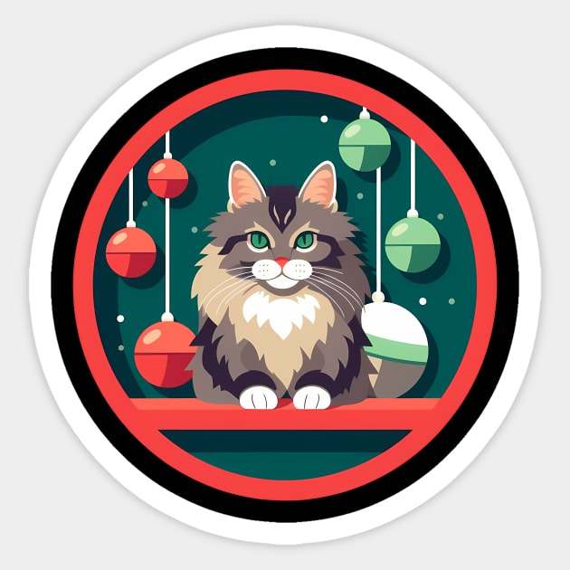 Maine Coon Cat Xmas Xmas Ornament, Love Cats Sticker by logiamerch